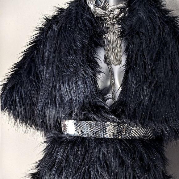 "Marc Bouwer" Vegan Fur Fuzzy Soft "Mob Wife" Classic Glam Chic Jacket - Picture 8 of 11